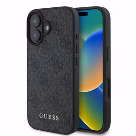 Guess 4G Classic dėklas telefonui iPhone 16 - juodas