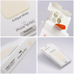 Dėklas iPhone 17 Pro Max / 18 Pro Max (žemas kameros kraštas) Forcell F-Protect Rubber Premium, suderinamas su MagSafe, antikinės baltos spalvos