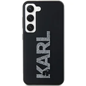 Karl Lagerfeld 3D Guminis Blizgus Logotipas dėklas telefonui Samsung Galaxy S23 - juodas