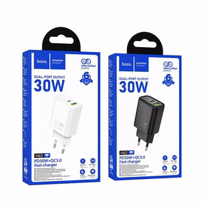 Įkroviklis telefonui Hoco USB A + USB C QC3.0 PD 3A 30W N63 juodas