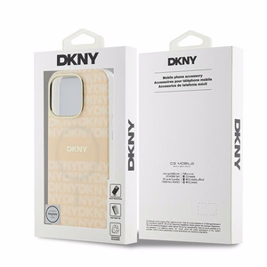 DKNY Kartojamas tekstūros raštas su juosta iPhone 16 Pro Max dėklas - rožinis