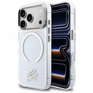 Karl Lagerfeld IML KL Script Logo MagSafe Dėklas for iPhone 17 Pro - Clear