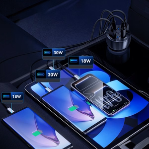 Wozinsky WLS-04 60W automobilinis įkroviklis, 2xUSB-C ir 2xUSB-A, juodas