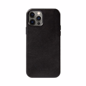 Crong Essential Cover dėklas, skirtas iPhone 12 Pro Max, dirbtinės odos, juodas