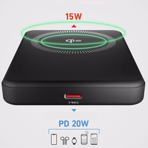 SBS Mag Power Qi2 5000 mAh išorinė baterija suderinama su MagSafe - juoda