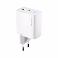 "Forever TC-06-65CC GaN PD QC įkroviklis 2x USB-C 65W, baltas