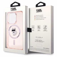 Karl Lagerfeld IML Choupette Magnetinis dėklas telefonui iPhone 15 Pro Max - rožinė