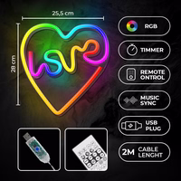 Neon LED RGB LOVE IN HEART FLRN02 + RC Forever Light