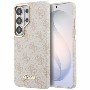 Dėklas Guess PU 4G Script Metal Logo Magnetic Samsung S948 S26 Ultra rožinis
