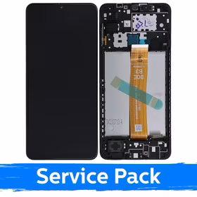 Ekranas skirtas Samsung A127 A12s (Nacho) juodas su rėmeliu (Service Pack)