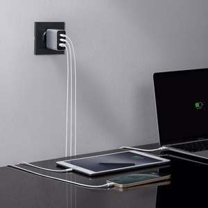 Cuktech 65W GaN sieninis įkroviklis 2xUSB-C 1xUSB-A pilkas