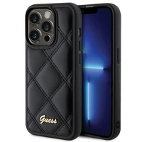 Guess Quilted Metal Logo dėklas telefonui iPhone 15 Pro Max - juodas