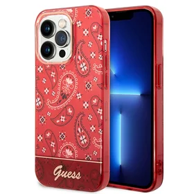 Guess GUHCP14XHGBNHR iPhone 14 Pro Max 6.7" raudonas/raudonas kietas dėklas Bandana Paisley