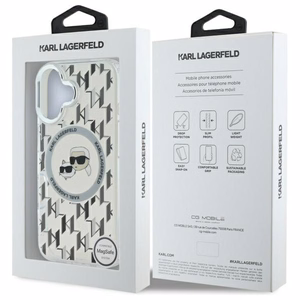 Karl Lagerfeld IML Monogram Karl & Choupette Head Magnetinis dėklas telefonui iPhone 16 - skaidrus