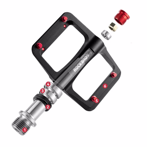 Rockbros BP2603 platforminiai dviračio pedalai su titano ašimi ir magnio lydinio guoliais – juodi