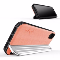 Zizo Retro Series - Wallet Back with Magnetic Closure and Built-In Kickstand iPhone Xs / X (persikinis/sidabrinis)