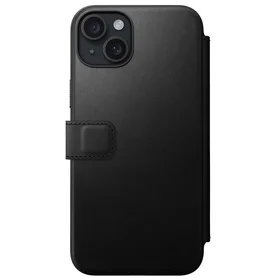 Nomad modernus odinis folio dėklas telefonui iPhone 15 Plus 6,7" juodas
