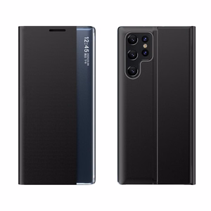 Naujas Sleep dėklas Samsung Galaxy S24 FE su atverčiamu dangteliu ir stovu - juodas