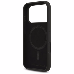 Dėklas Karl Lagerfeld Liquid Silicone Karl and Choupette MagSafe Apple iPhone 17 Pro Max juodas