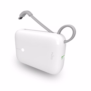 Puro Power Link 10 Plus 10000mAh Išorinė baterija su įmontuotu USB-C kabeliu – balta