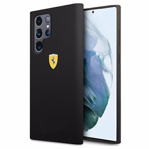 Ferrari FESSIHCS22LBK S22 Ultra S908 juoda/juoda kietas dėklas On Track Silicone