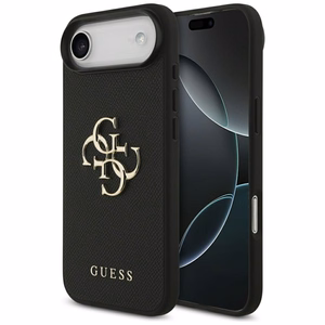 Guess Grūdėtas Didelis 4G ir Klasikinis Logotipas dėklas telefonui iPhone Air - juodas