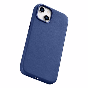 iCarer Dėklas Odinis viršelis iPhone 14 Plus natūralios odos dėklas mėlynas (suderinamas su MagSafe)