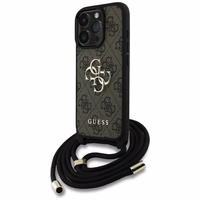 Guess 4G Big Logo Cord Stap dėklas telefonui iPhone 16 Pro Max - rudas