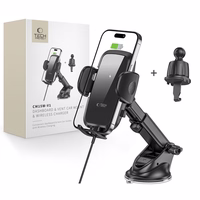 "Tech-Protect" CM15W-V1 automobilinis telefono laikiklis su 15 W indukciniu įkrovikliu, skirtas vairuotojo kabinai / oro angai - juodas