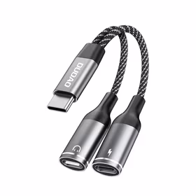 Dudao L13C+ 2in1 USB-C adapteris - pilkas