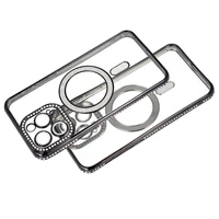 Bling Magsafe dėklas telefonui iPhone 15 Pro purpurinis