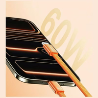 Laidas USAMS U96 60W USB-C į USB-C 1.2m oranžinis