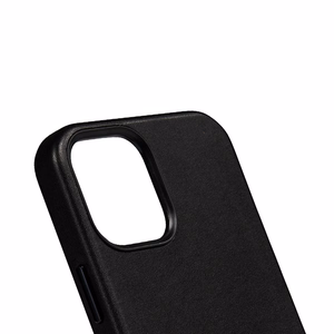 Crong Essential Cover Magnetic dirbtinės odos dėklas, skirtas iPhone 12 Pro Max, su MagSafe, juodas