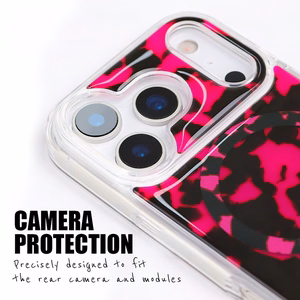 Crong Deluxe MAG Cover MagSafe dėklas, skirtas iPhone 17 Pro, rožinio vėžlio kiauto rašto