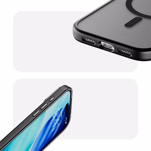 Rock Guard Touch Matte Serijos Magnetinė Dėklas ant Iphone 17 Pro Max - juodas (metalinis objektyvo rėmas)