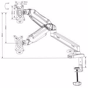 Maclean MC-860 monitoriaus laikiklis arba stovas 68,6 cm (27") Juoda Stalas