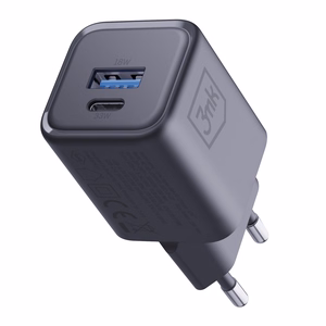 3mk Hyper Charger PD 33W GaN QC4+ PPS AFC FCP SCP 1A1C sieninis įkroviklis - juodas