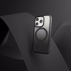 Puro gradiento MagSafe silikoninis dėklas iPhone 16 Pro Max telefonui – juodos spalvos