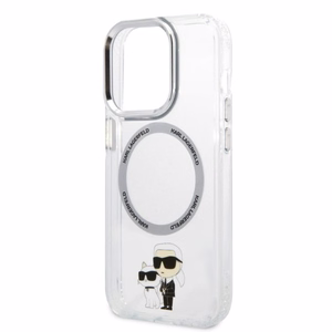 Karl Lagerfeld Iconic Karl&Choupette Magnetinis dėklas telefonui iPhone 14 Pro - skaidrus