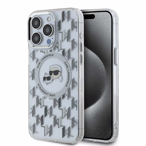 Karl Lagerfeld IML Monograma Karl & Choupette Galva Magnetinis Dėklas telefonui iPhone 15 Pro - skaidrus