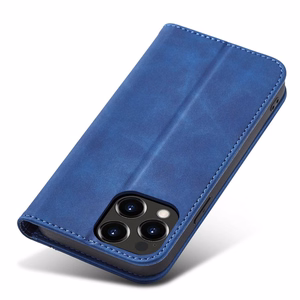 Magnetinis Fancy dėklas telefonui iPhone 13 Pro su kišene, kortelių laikiklis, stovas, mėlynas