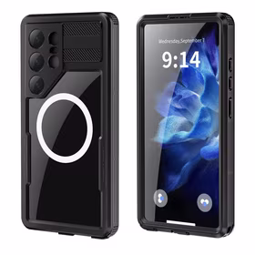 Atsparus vandeniui dėklas SHELLBOX MARS su metaliniu žiedu SAMSUNG S25 Ultra juodas