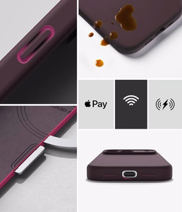 Ringke MagSafe silikoninis dėklas, skirtas iPhone 18 Pro – tamsios vyšnių spalvos