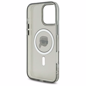 Karl Lagerfeld IML Metalinis Karl Head Magnetinis dėklas telefonui iPhone 16 Pro - juodas