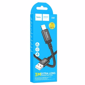 Kabelis USB-A į Lightning Hoco 2,4A 3 m X91 juodas