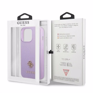 Guess GUHCP13LPS4MU iPhone 13 Pro / 13 6.1" violetinis/violetinis kietas dėklas Saffiano 4G mažas metalinis logotipas