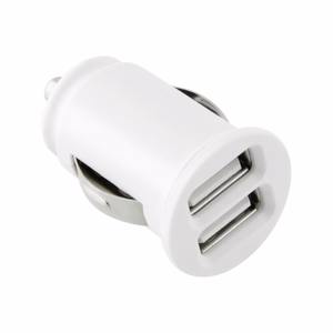 TOTI dvigubas USB automobilinis įkroviklis su micro USB laidu 1 m 2.1 A, baltas