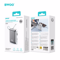 BWOO išorinė baterija P77 45W, 10000 mAh with USB-C and Lightning laidas, pilkas