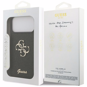 Guess Fiksuotas Blizgus Didelis 4G dėklas telefonui iPhone 17 Pro Max - juodas