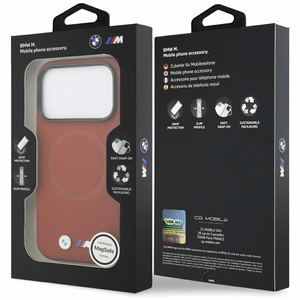 BMW M FW Metal Logo Magnetinis dėklas iPhone 17 Pro - raudonas